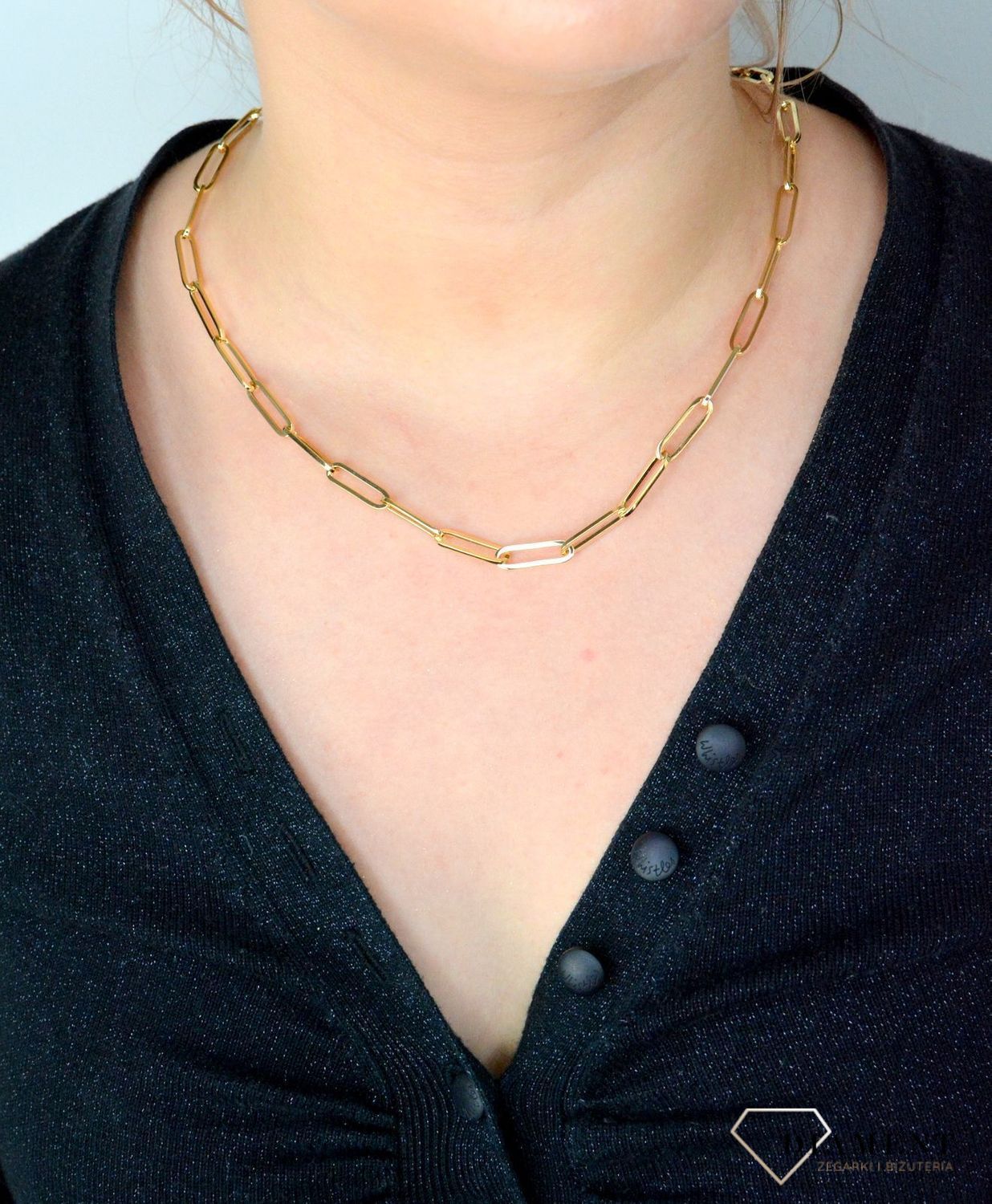 Złoty naszyjnik modny naszyjnik z dużych równych ogniw NA 2904.jpg